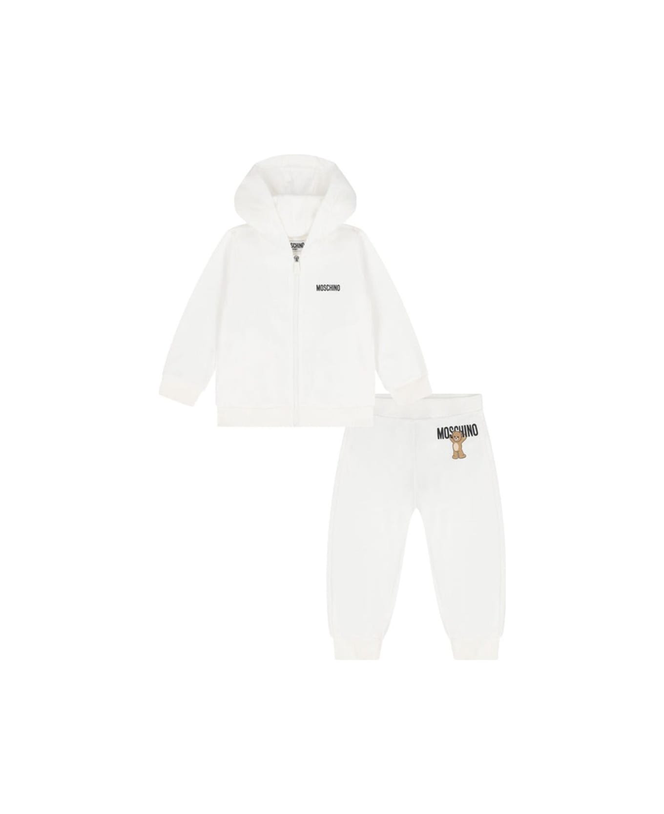 Moschino Jumpsuit With "bear" Logo - WHITE