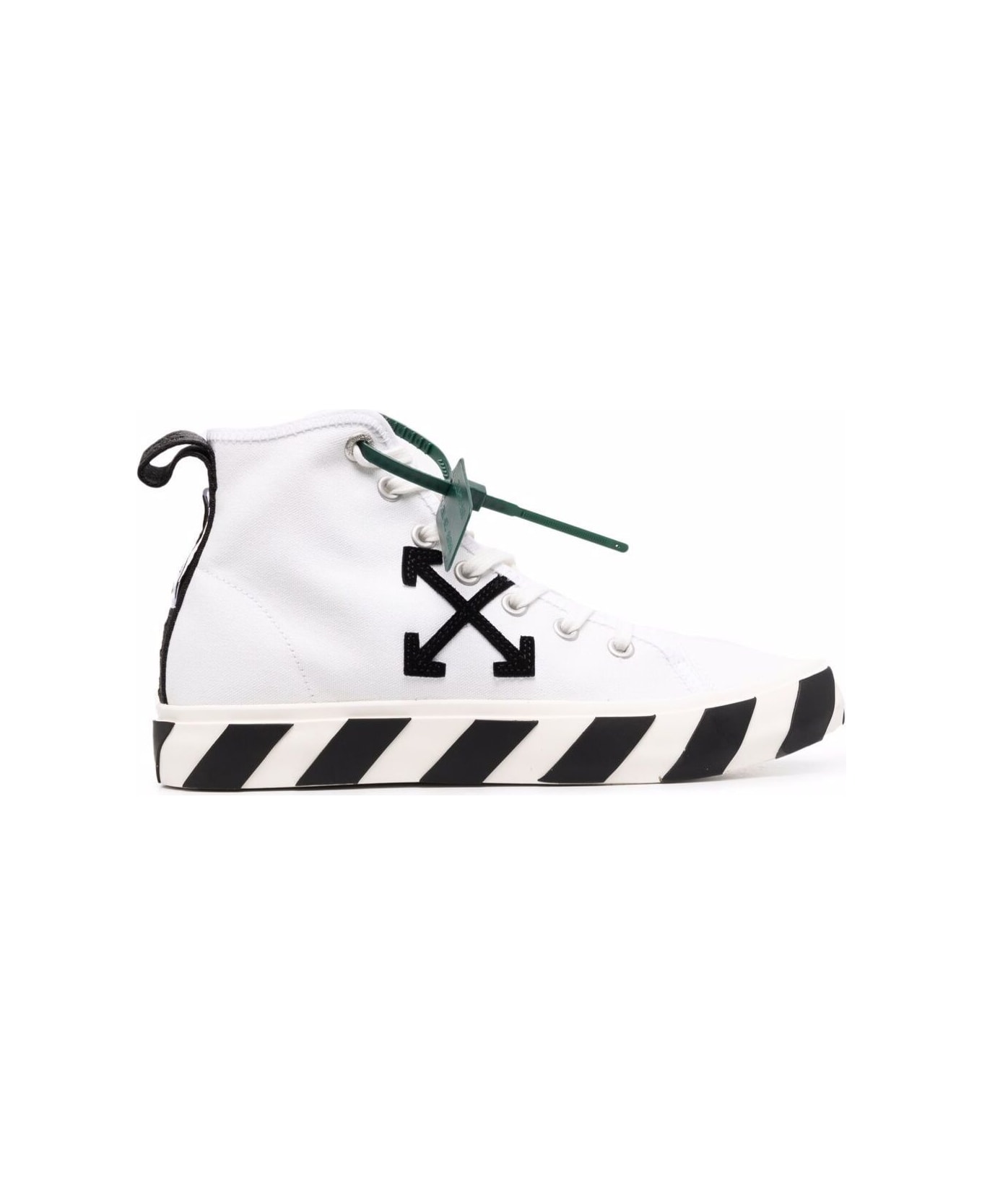 Off-White White Mid-top Sneakers With Arrow Motif And Bi-colour Sole In Canvas Man - White