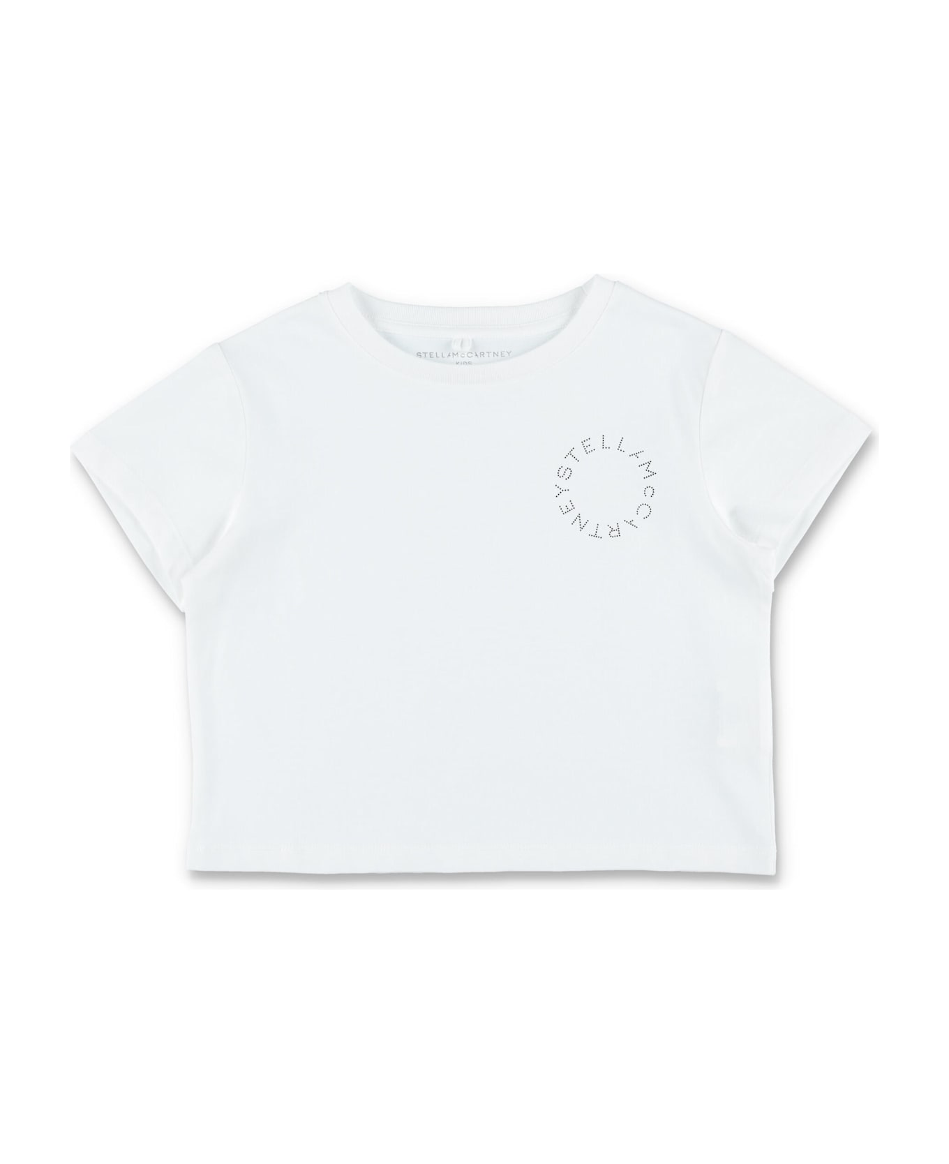 Stella McCartney Kids Circle Logo Cropped T-shirt - WHITE