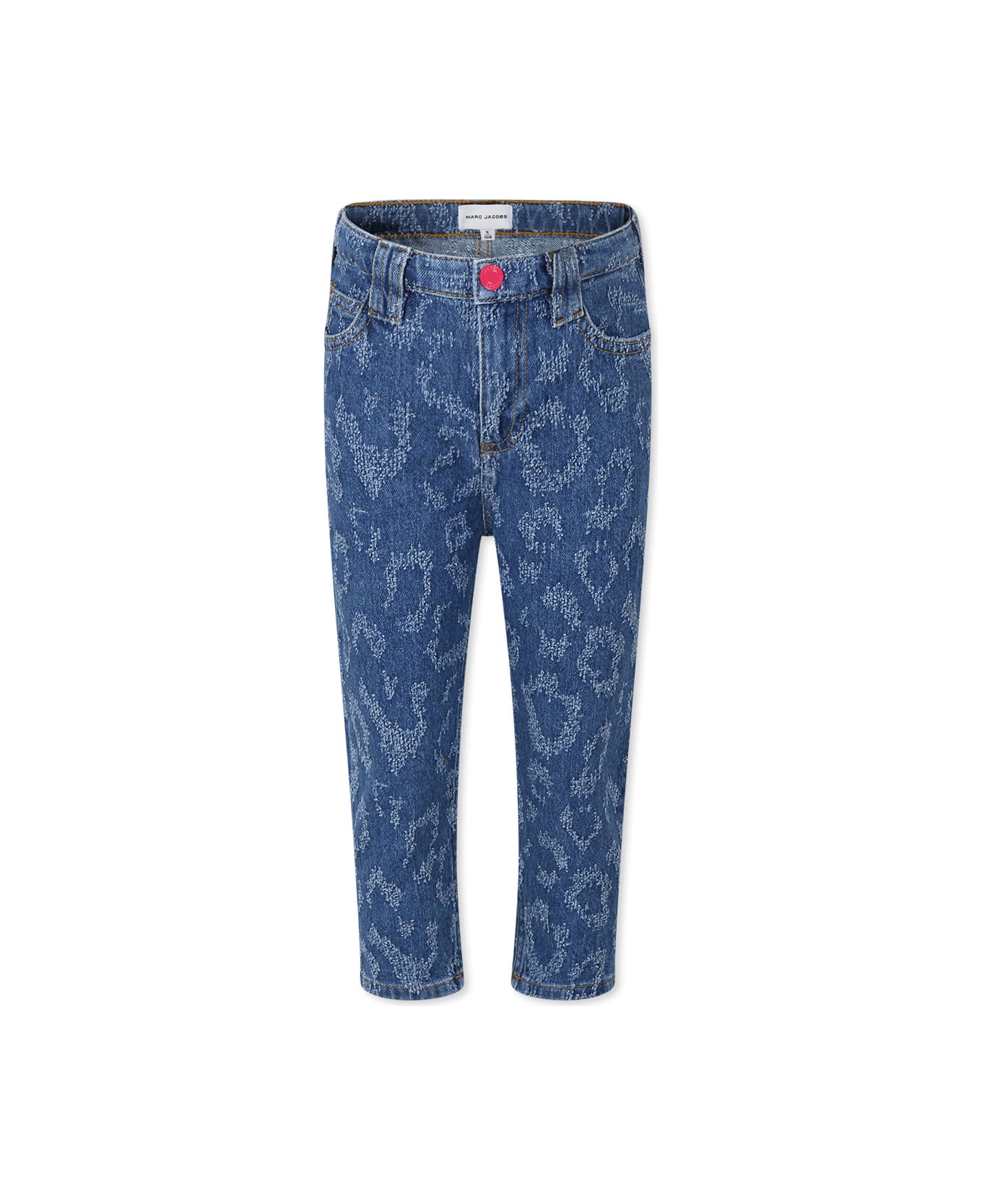 Little Marc Jacobs Blue Jeans For Girl With Leopard Print - Denim