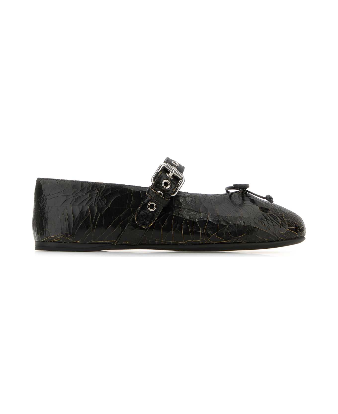 Miu Miu Black Leather Ballerinas - EBANO