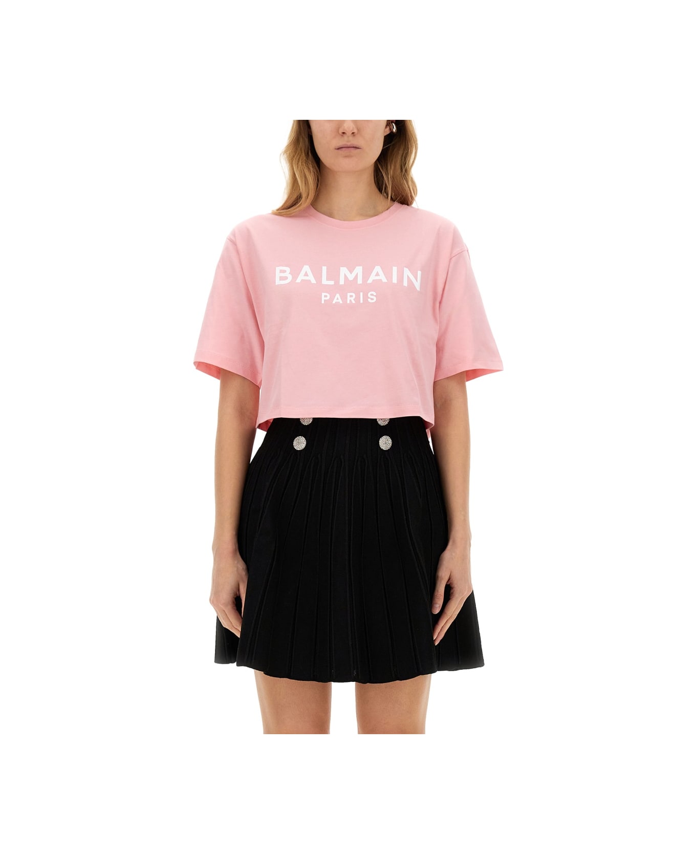 Balmain T-shirt With Logo - Ola Rose Blanc