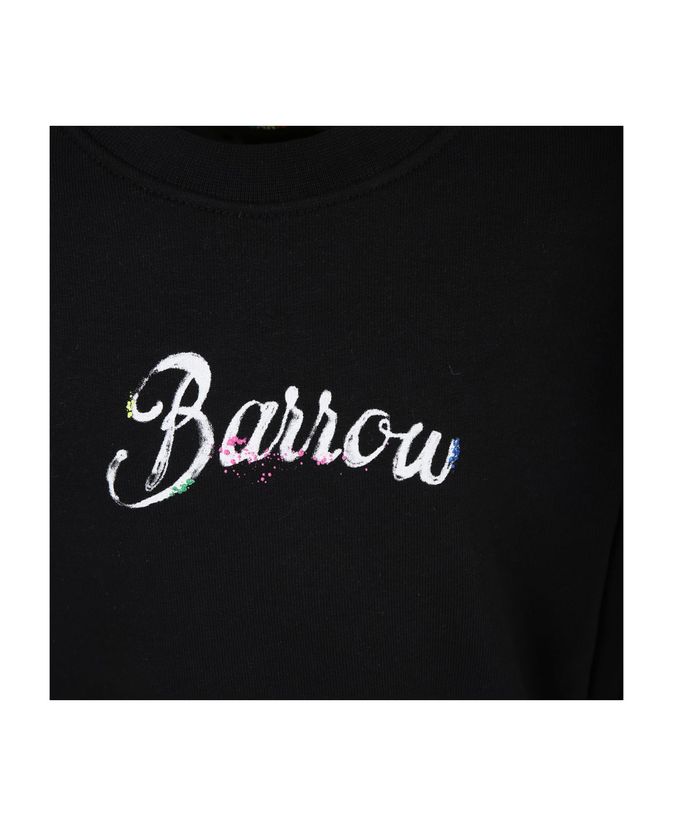 Barrow Black Sweatshirt For Girl With Smiley Face And Logo - Black
