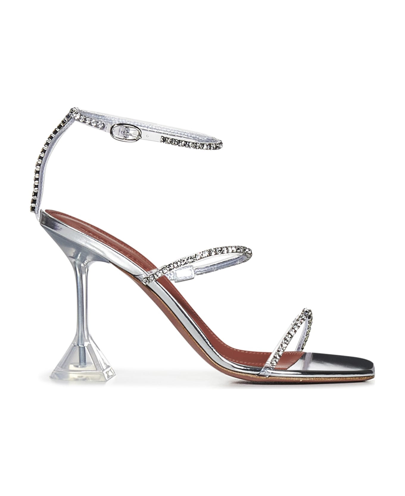 Amina Muaddi Gilda Glass Sandals - Grey