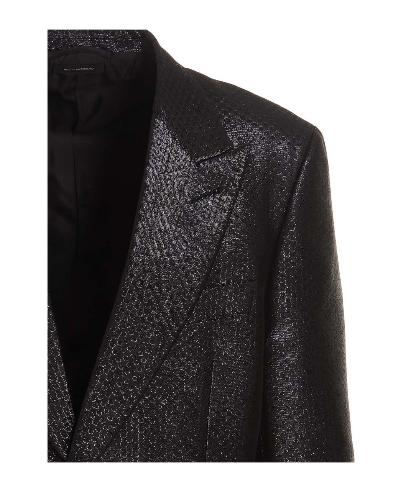 Tom Ford Metalized Single Breast Blazer Jacket - Black  