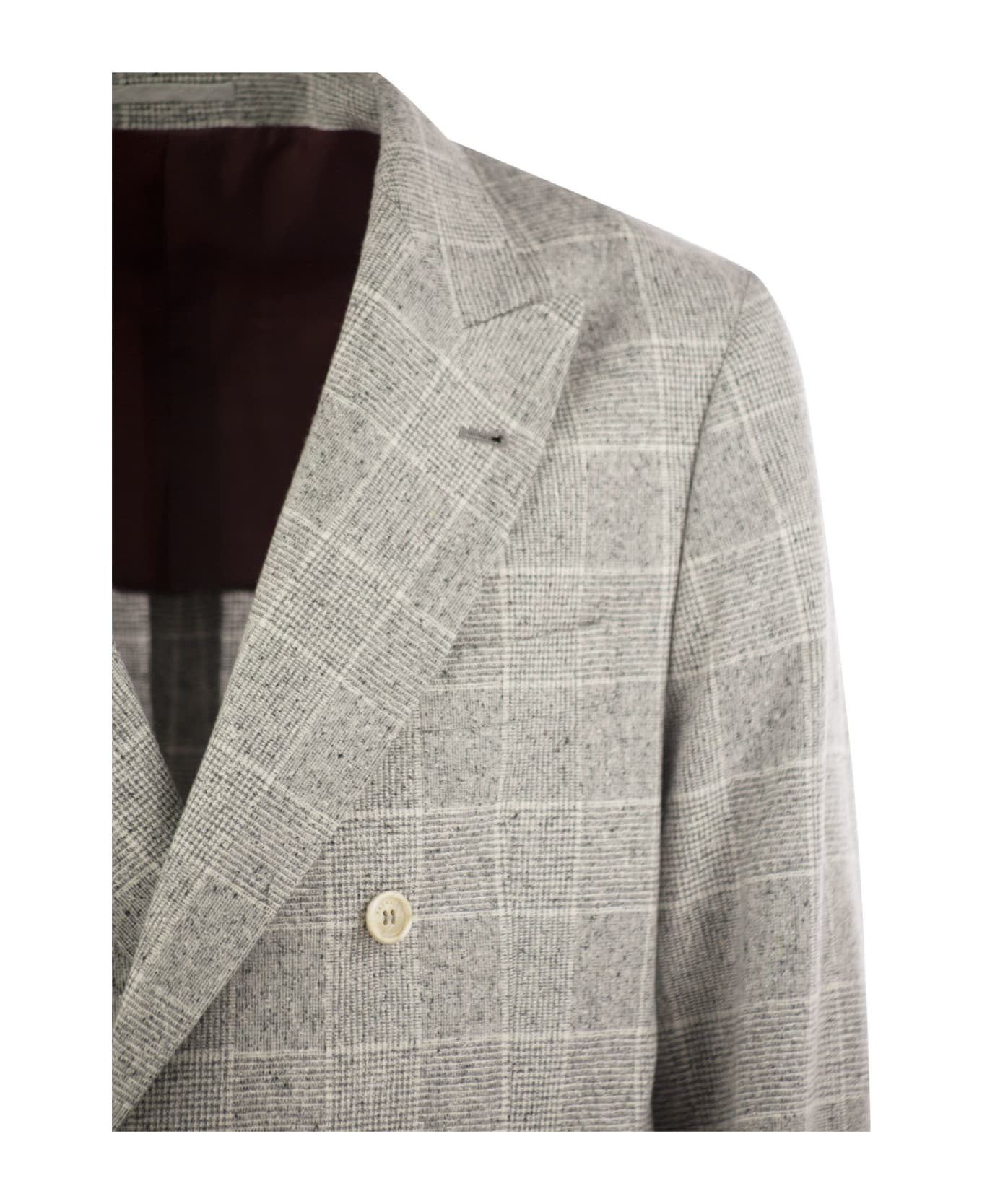 Brunello Cucinelli One-and-a-half-breasted Deconstructed Jacket In Prince Of Wales - Pearl