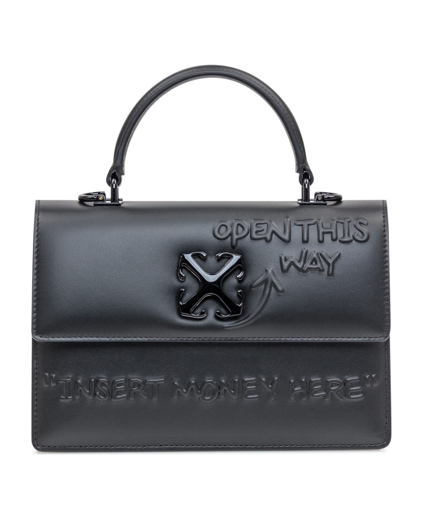 Off-White Hand Bag With Writing - BLACK