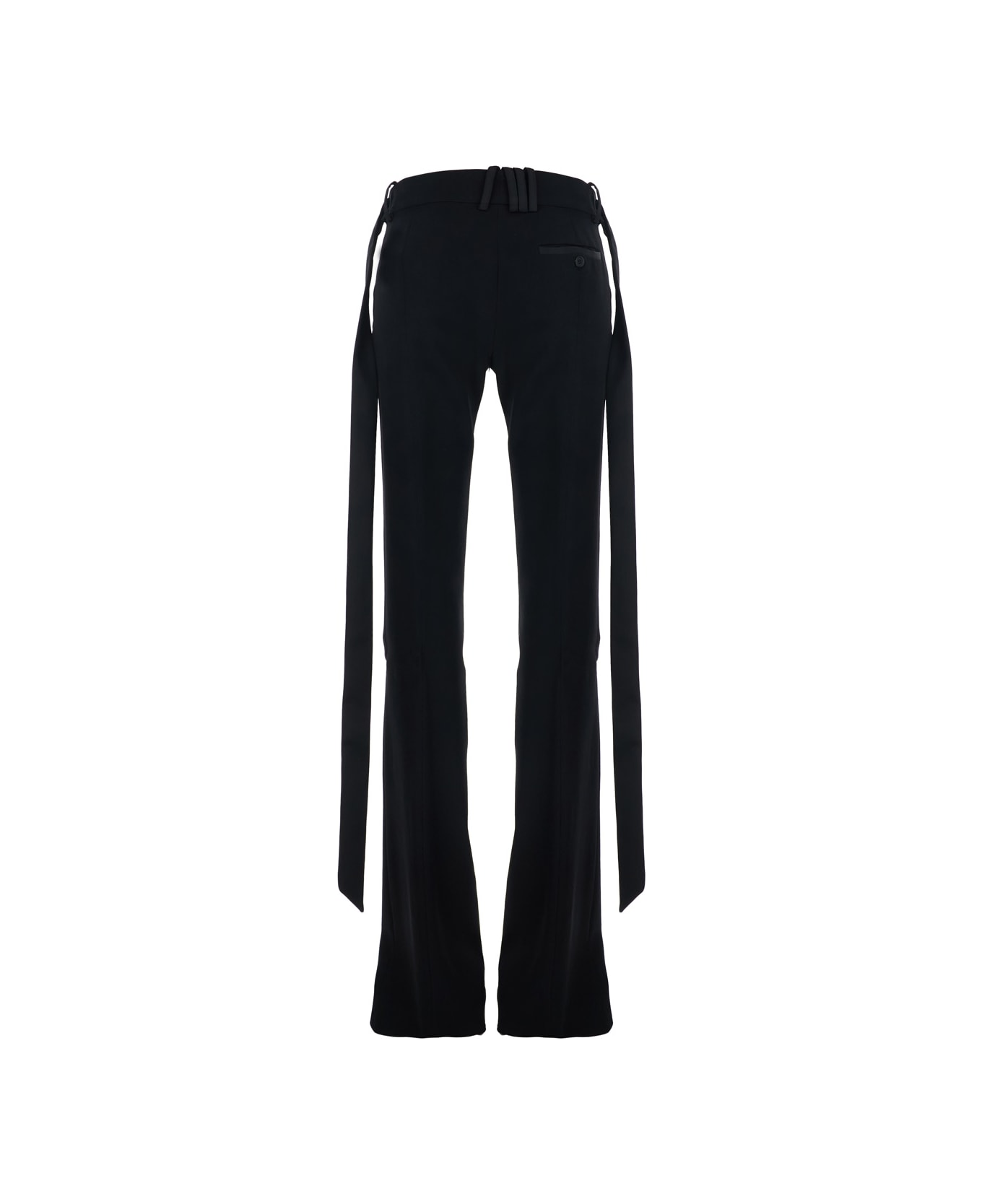 The Attico Black Pants With Wide Leg And Oversized Band Detail In Wool Woman - Black