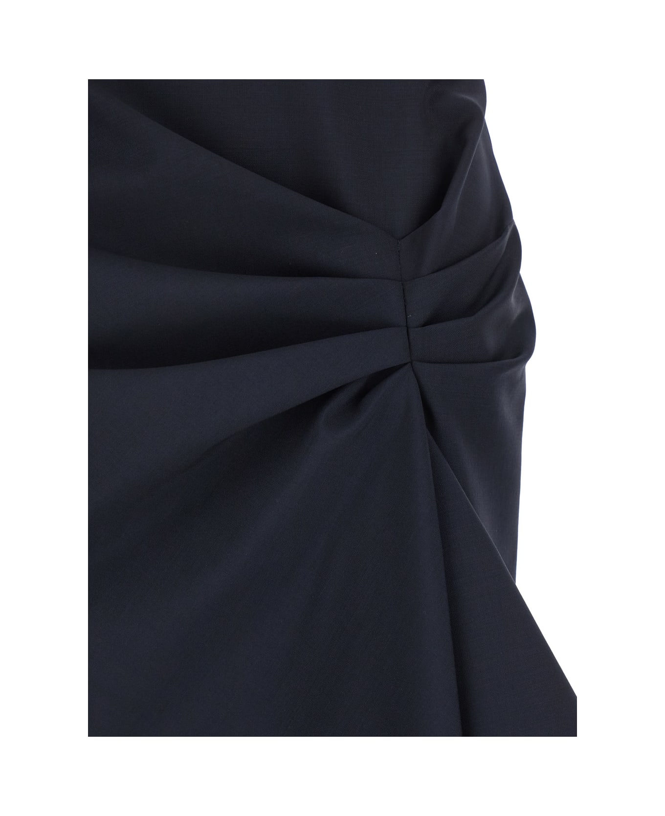 Alexander McQueen Blue Skirt With Asymmetric Design And Front Seam With Pleats In Wool And Mohair Blend Woman - Blu