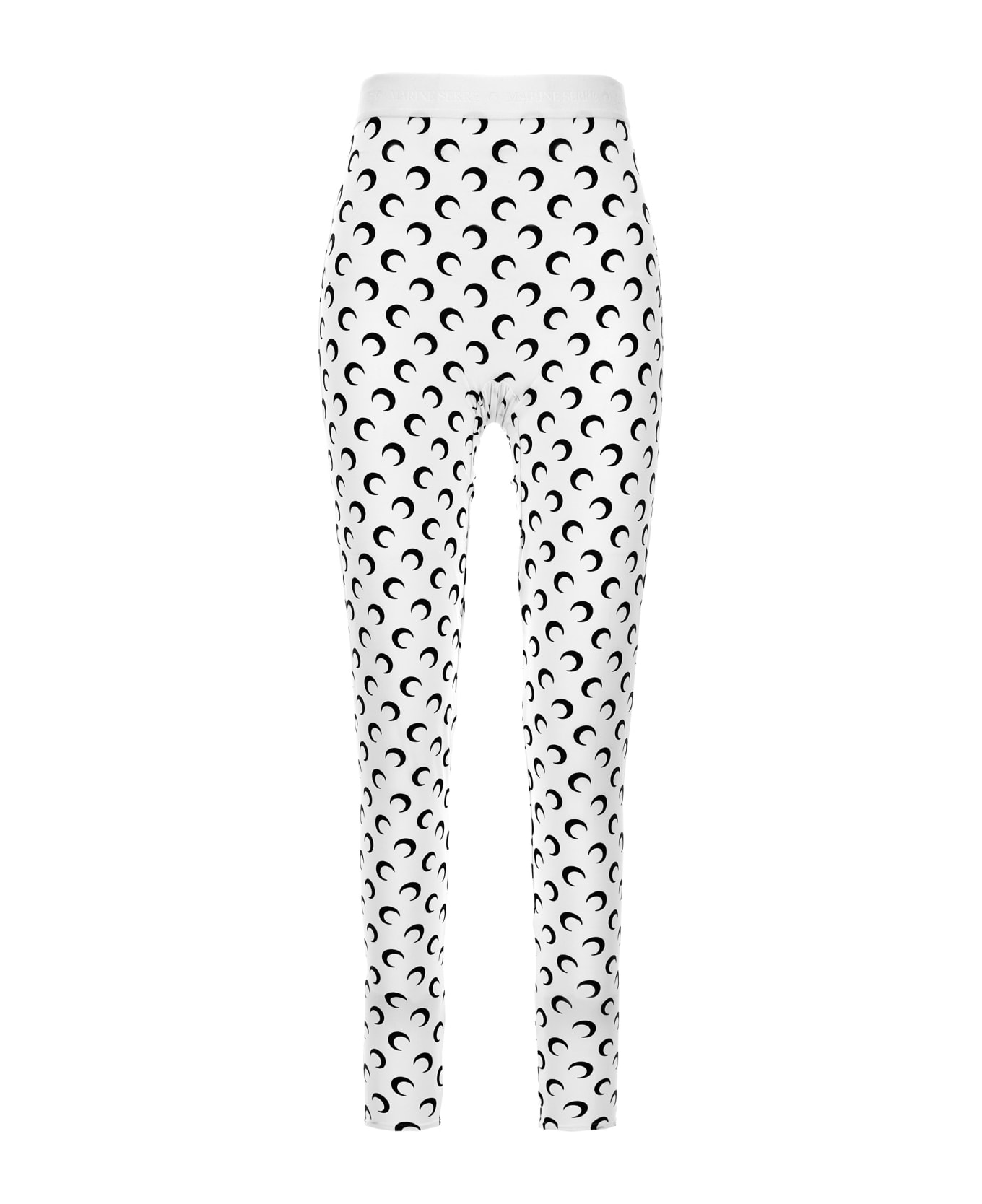 Marine Serre 
moon Printed Jersey
 Leggings - White/Black