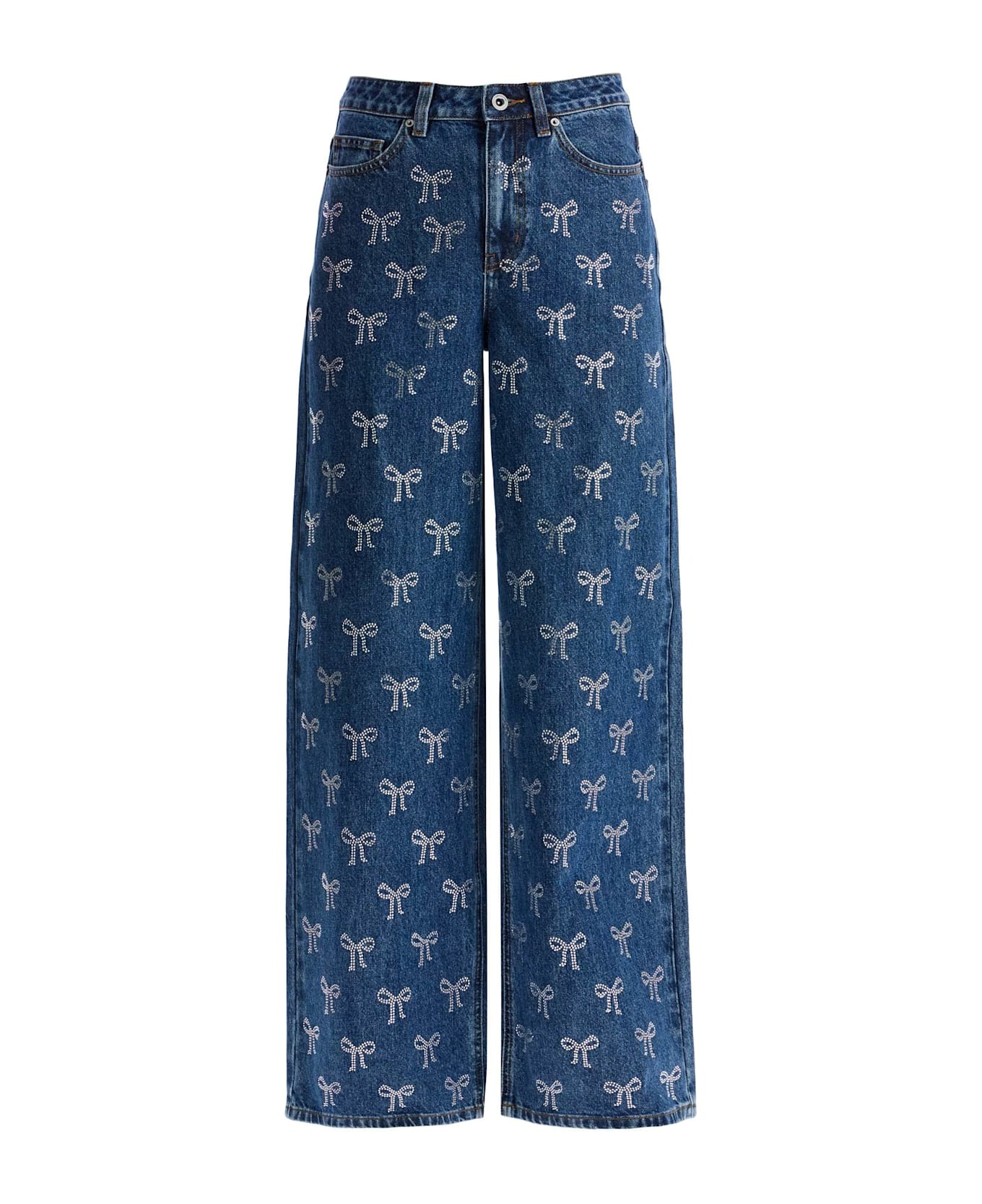 self-portrait Decorated Straight Leg Jeans - BLUE (Blue)