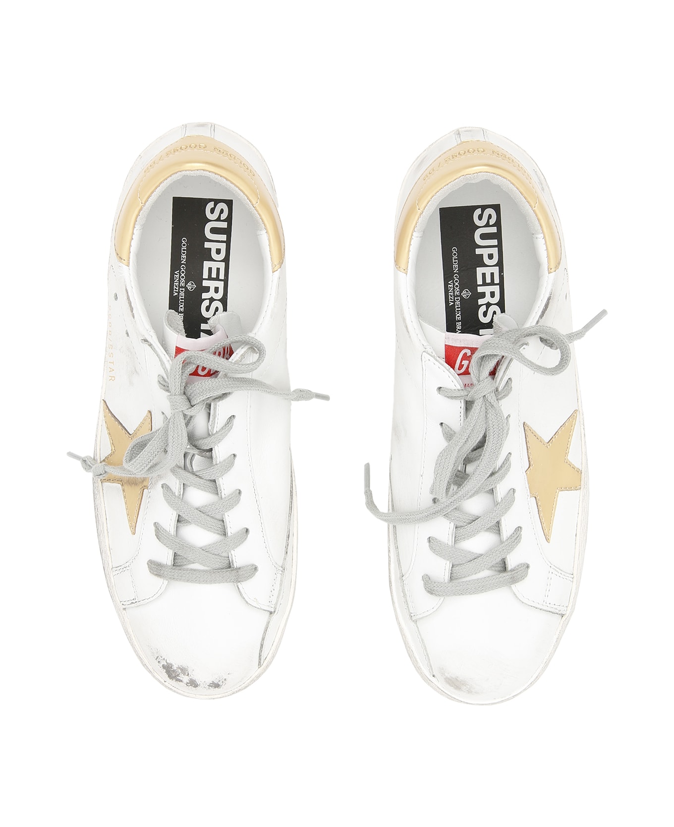Golden Goose Superstar Sneakers - WHITE LTH/GOLD STAR|Bianco