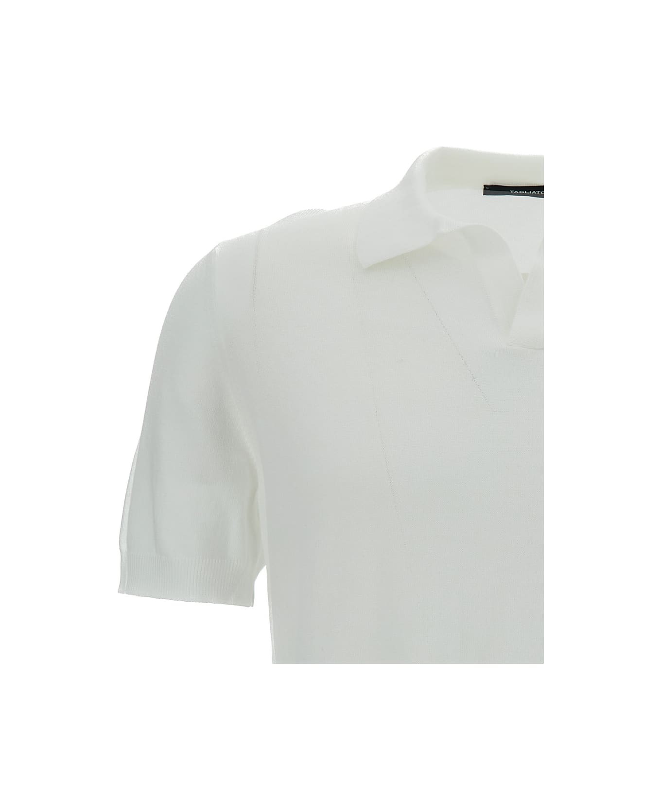 Tagliatore White Polo Shirt With Classic Collar Without Buttons In Cotton Man - White