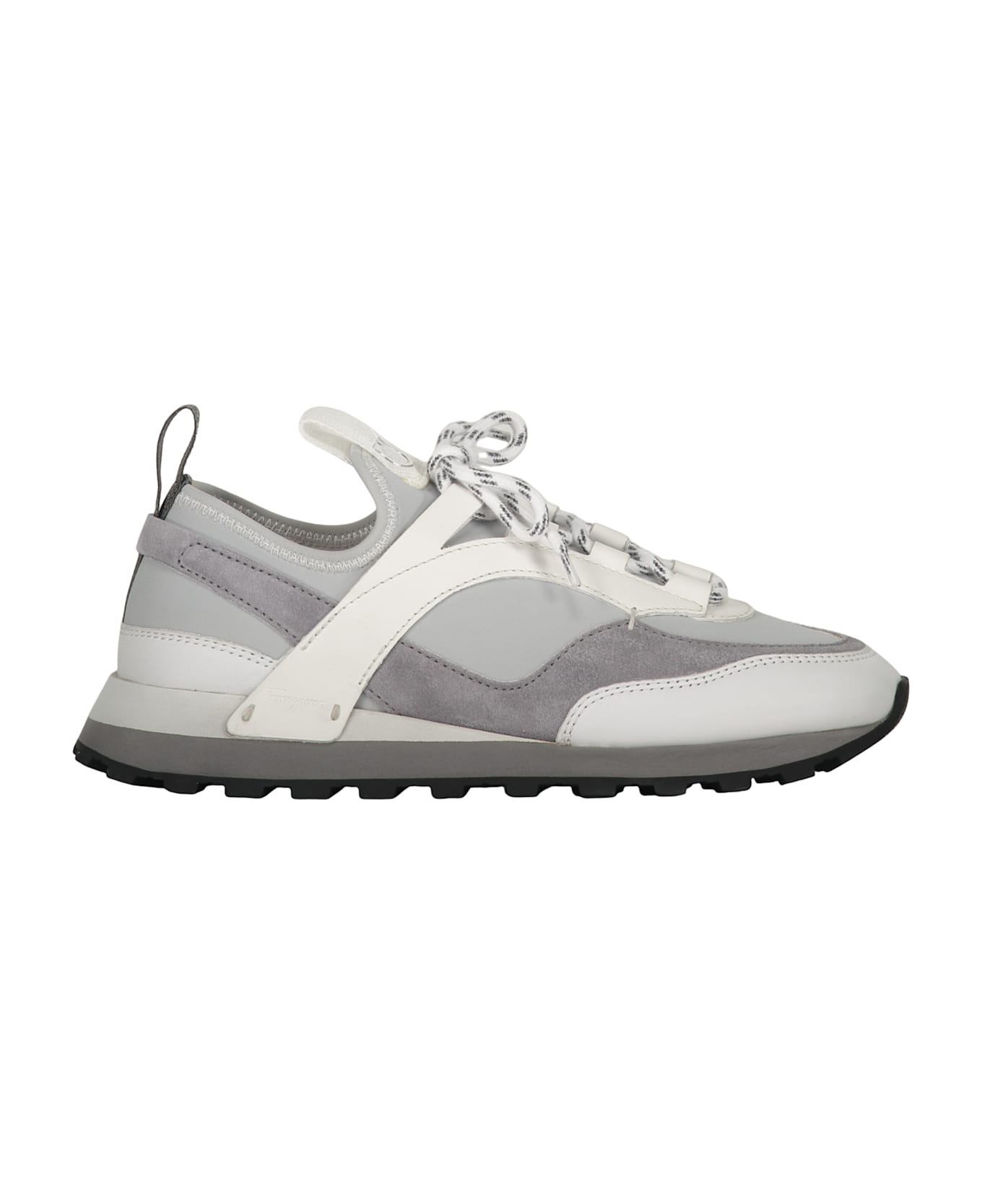 Ferragamo Techno Fabric And Leather Sneakers - grey