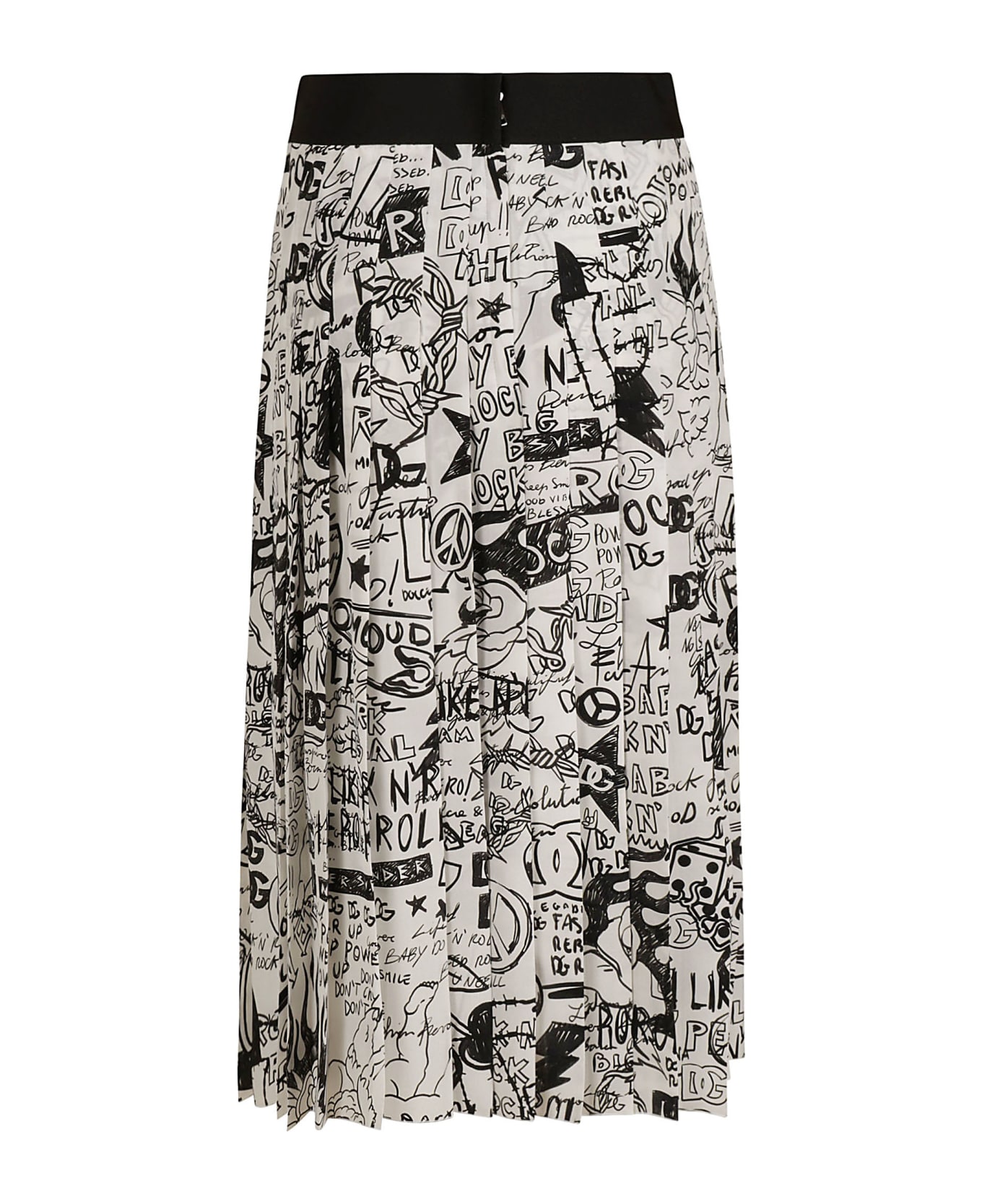Dolce & Gabbana Graffiti Print Pleated Skirt - Black