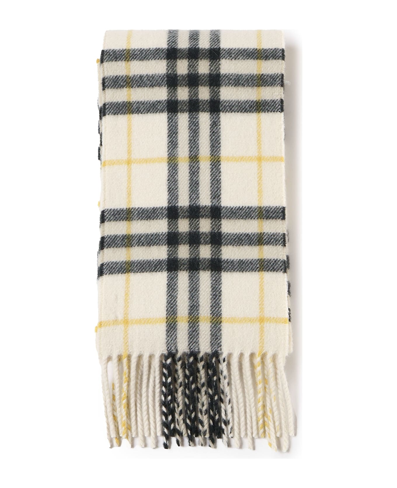 Burberry Checked Fringed Scarf - CANDLE