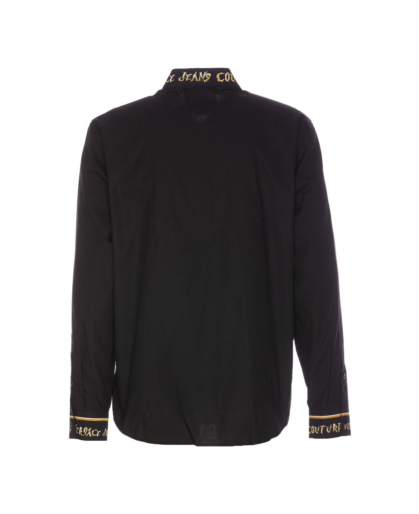 シャツ VERSACE BLACK POPLIN SHIRT Versace Jeans Couture Chrome Couture-printed Poplin Shirt