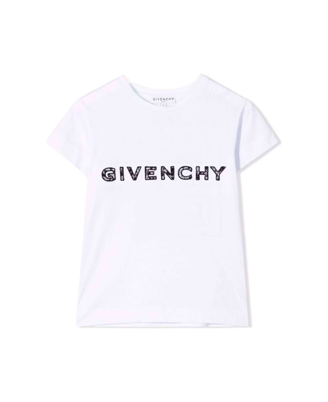 Givenchy Girl Cotton White T-shirt With Lace Logo - White