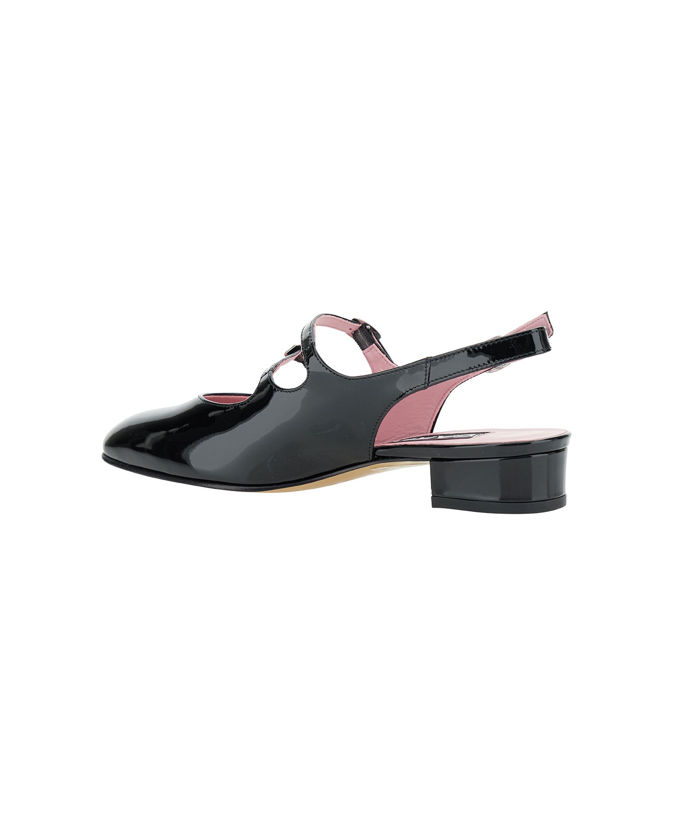 Carel Black Slingback Mary Janes With Block Heel In Patent Leather Woman - Black