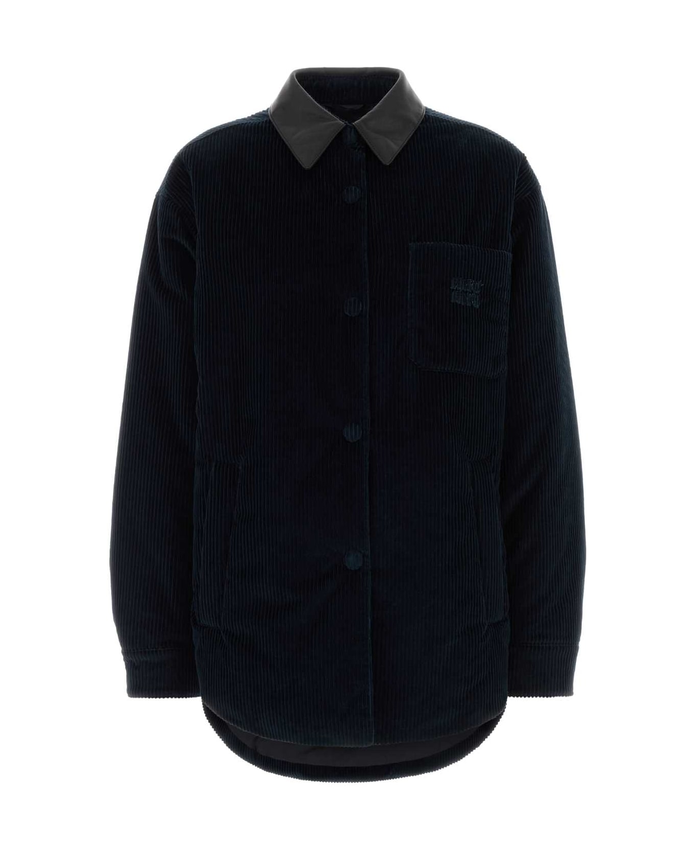 Miu Miu Midnight Blue Corduroy Down Jacket - BLEU