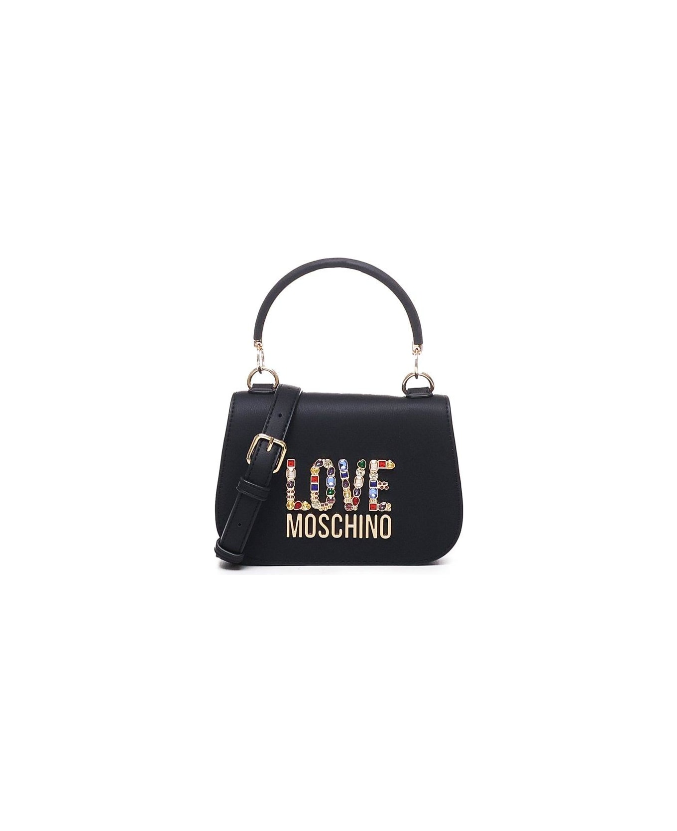 Moschino Logo-embellished Top Handle Bag - Nero