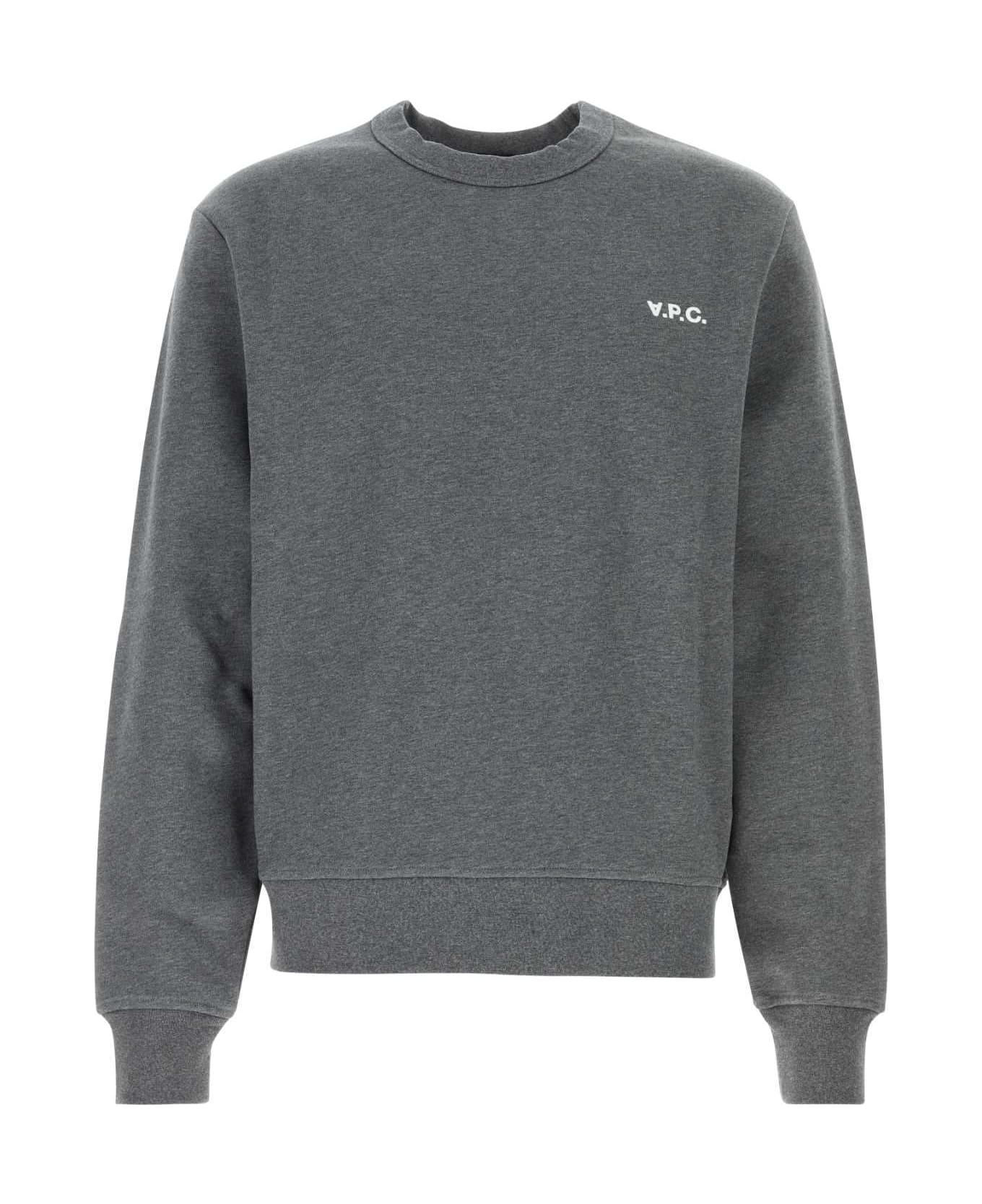 【関税&送料込】A.P.C. Melange Grey Cotton Sweatshirt A.P.C. Dark Grey Cotton Sweatshirt | italist