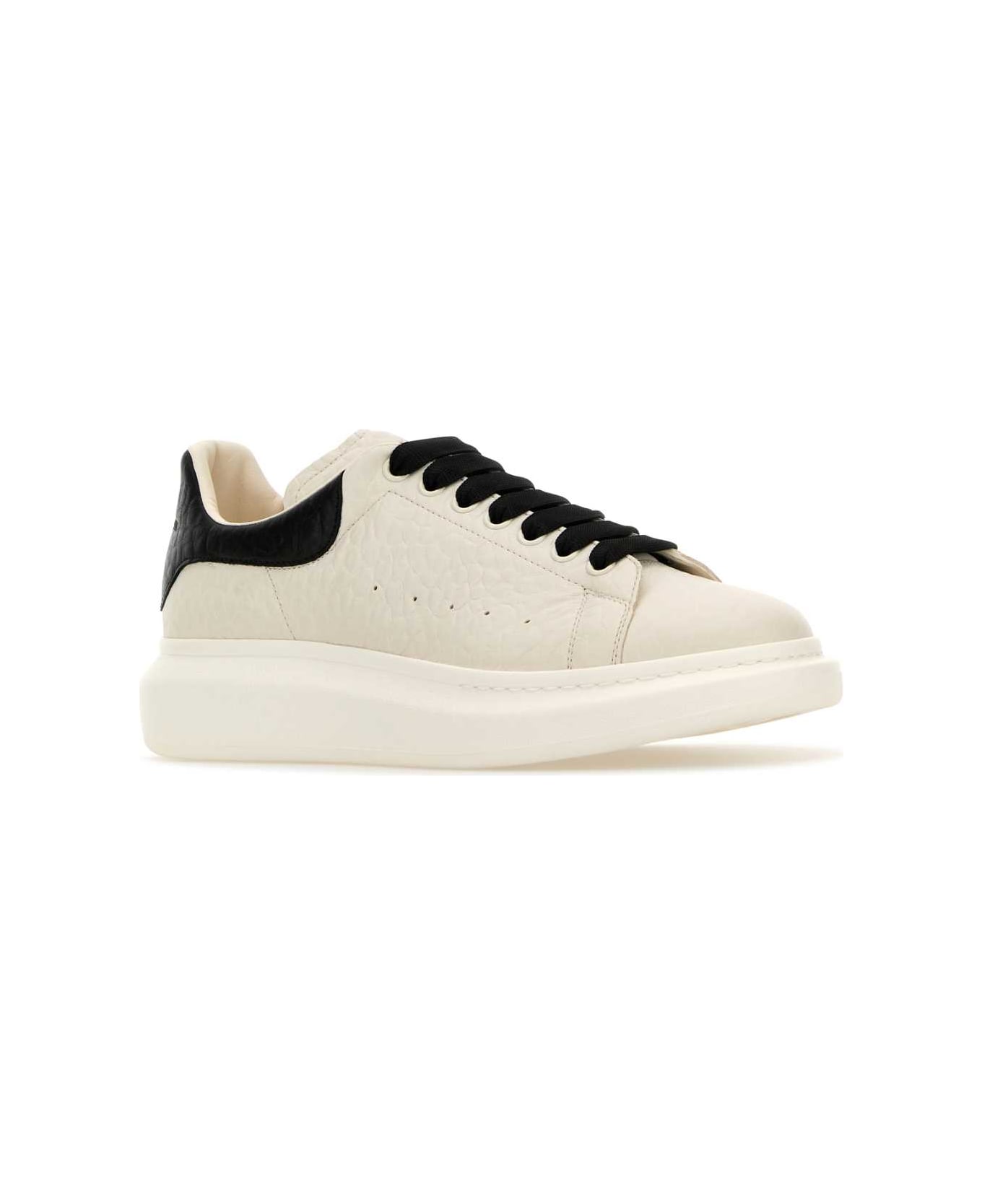 Alexander McQueen White Leather Sneakers With Black Leather Heel - OFFWHITEBLACK