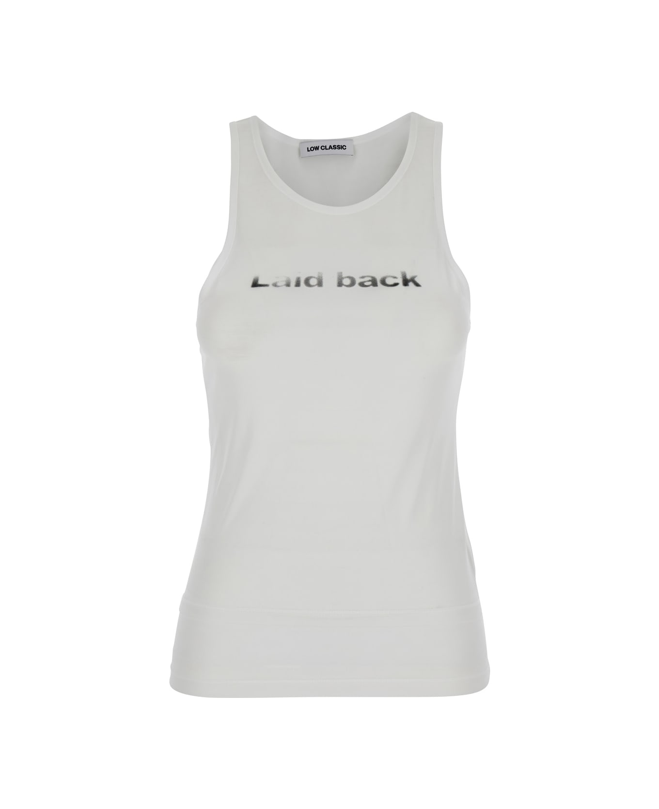 Low Classic 'laid Back' White Sleeveless Top With Round Neck And Print On The Front In Tech Fabric Woman - White