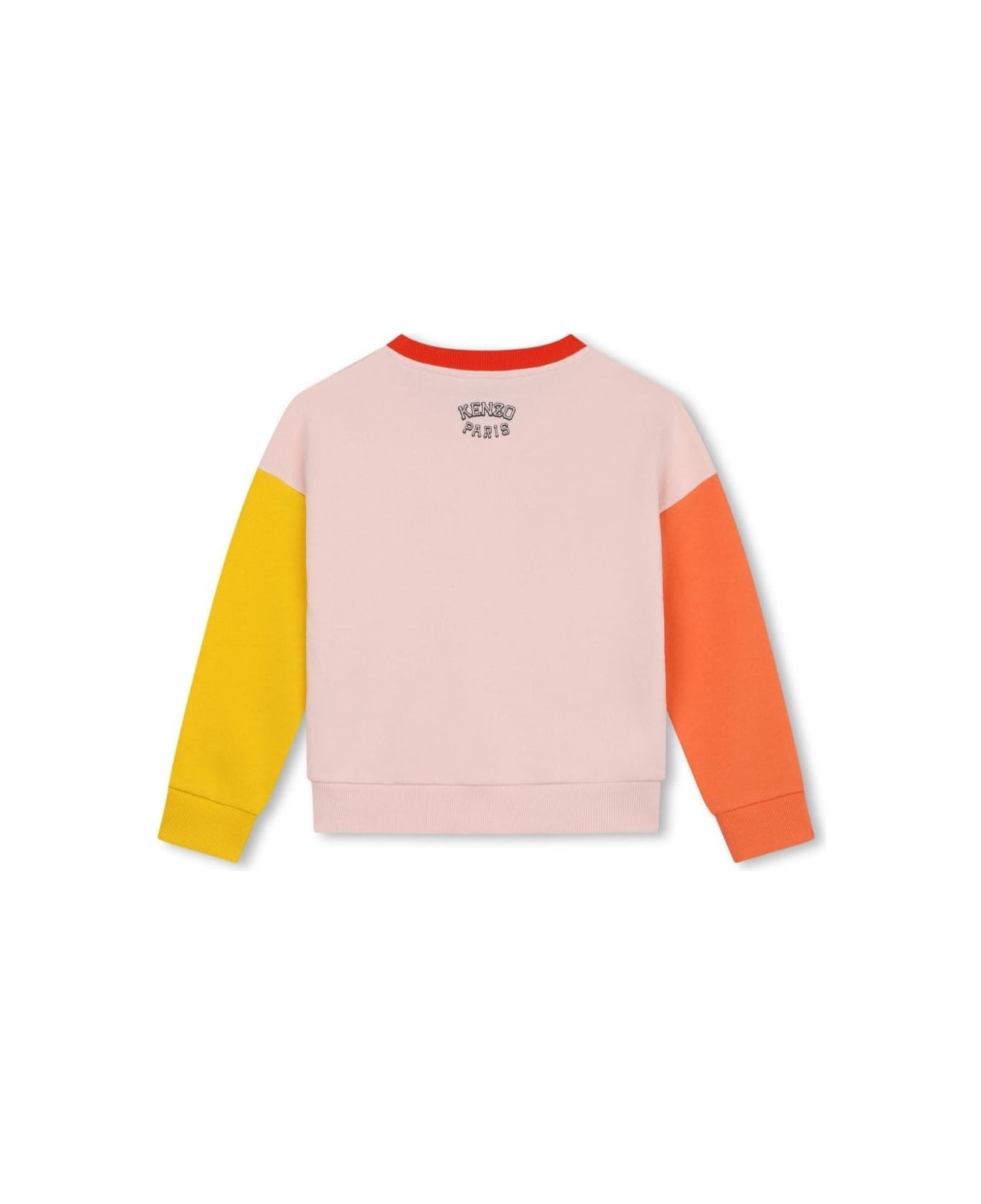 Kenzo Kids Pink Sweater With Tiger Patch In Cotton Girl - Pink