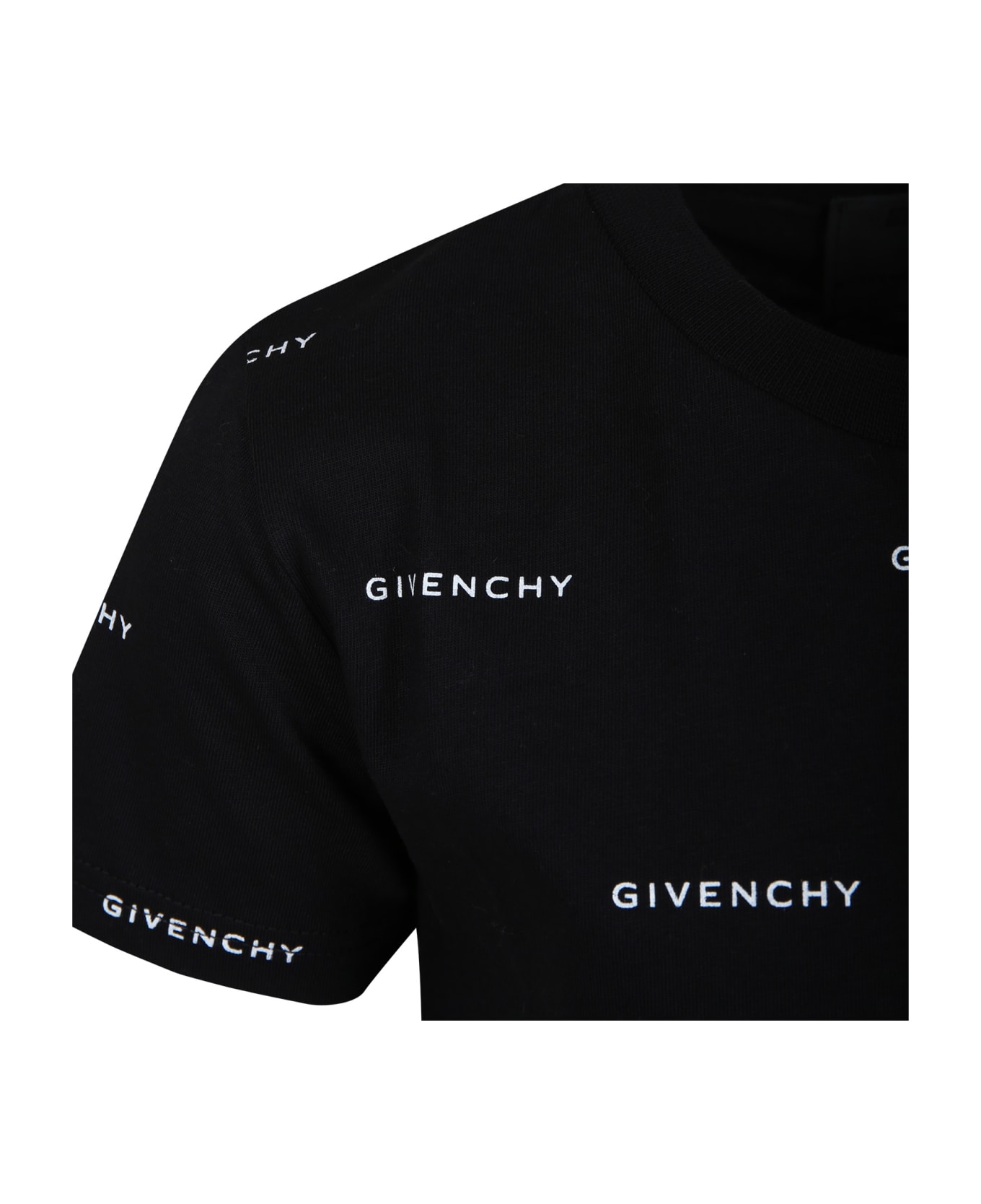 Givenchy Black T-shirt For Boy With All-over Logo - Nero e Bianco