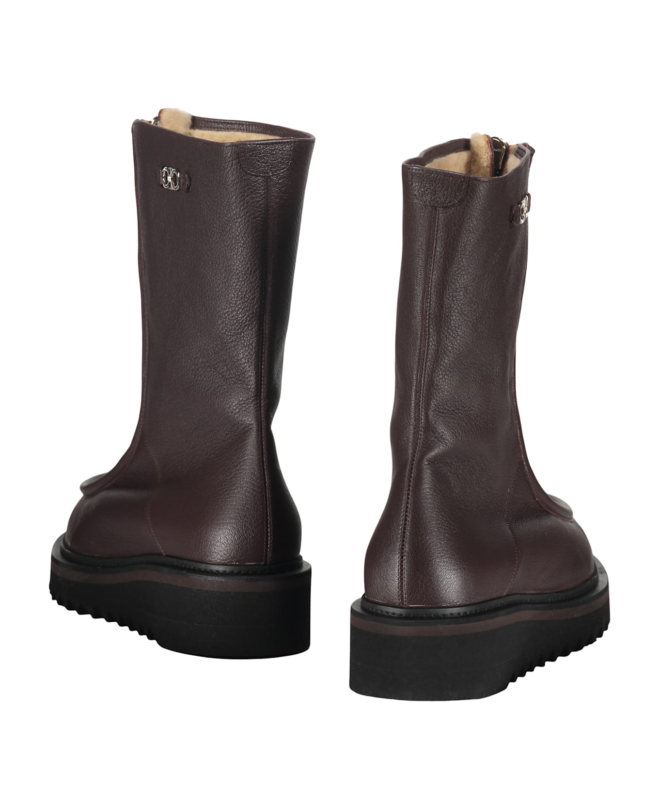 Ferragamo Leather Ankle Boots - brown ブーツ