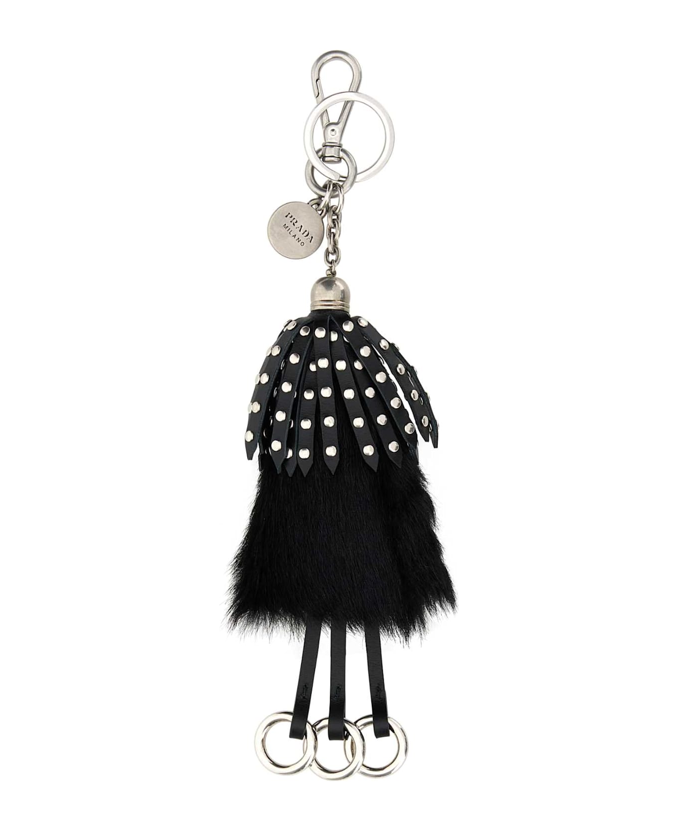 キーホルダー・キーリング PRADA BLACK CALF HAIR AND LEATHER KEYRING Prada Black Calf Hair And Leather Keyring | italist, ALWAYS