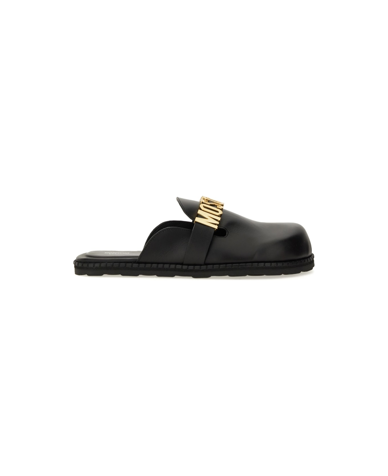 Moschino Sandal With Logo - BLACK