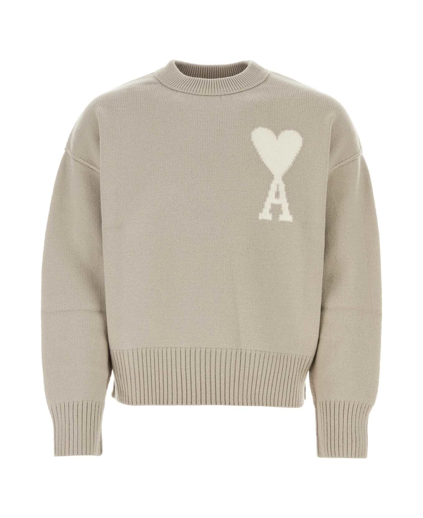 Ami Alexandre Mattiussi Dove Grey Wool Sweater - LIGHTBEIGEOFFWHITE