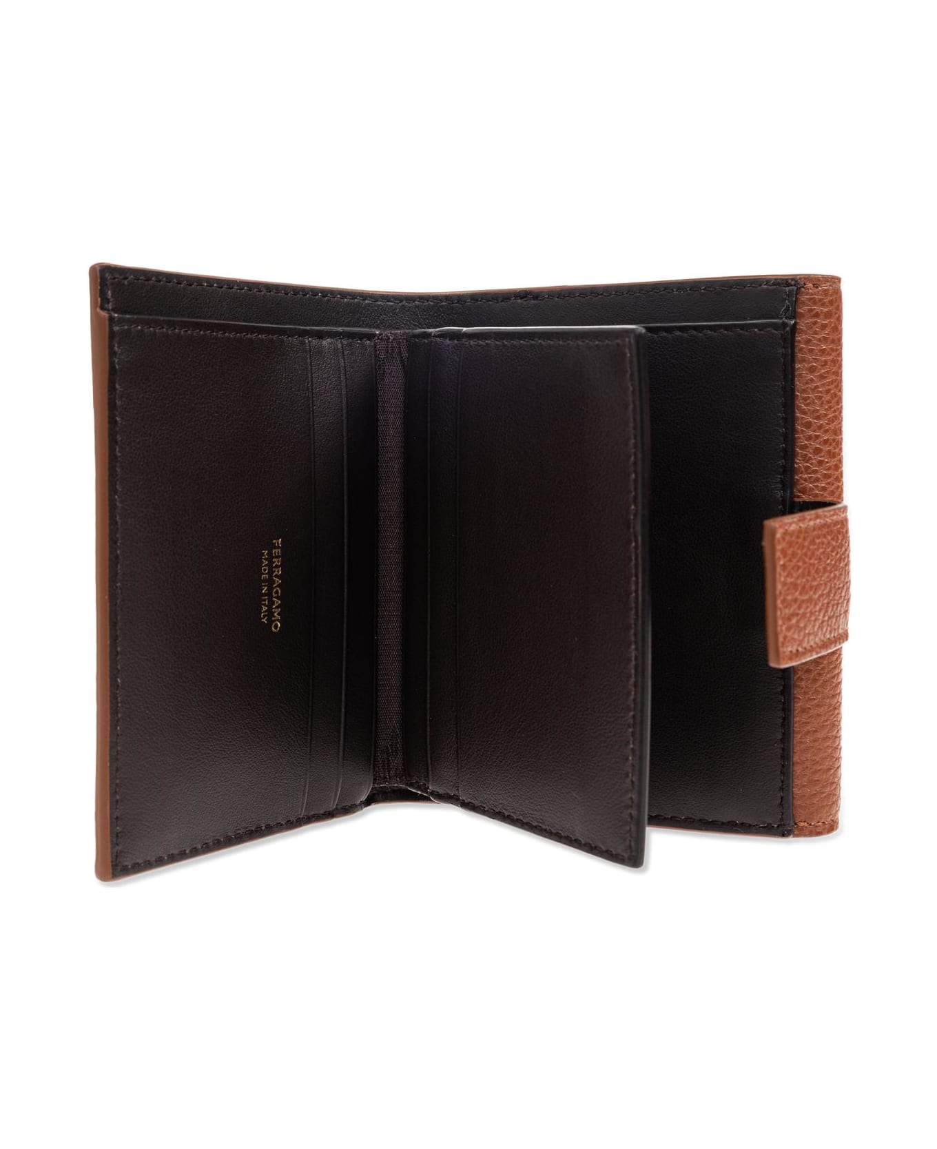 Ferragamo Leather Wallet With Logo - Brown