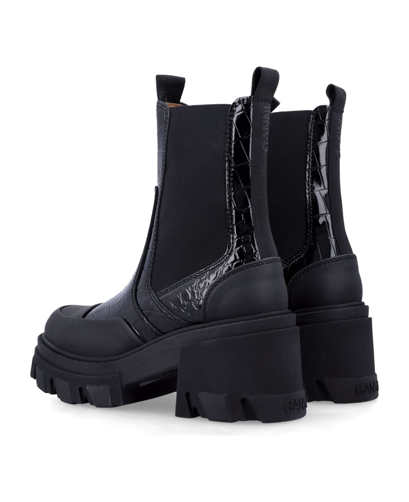 Ganni Cleated Mid Boots - BLACK