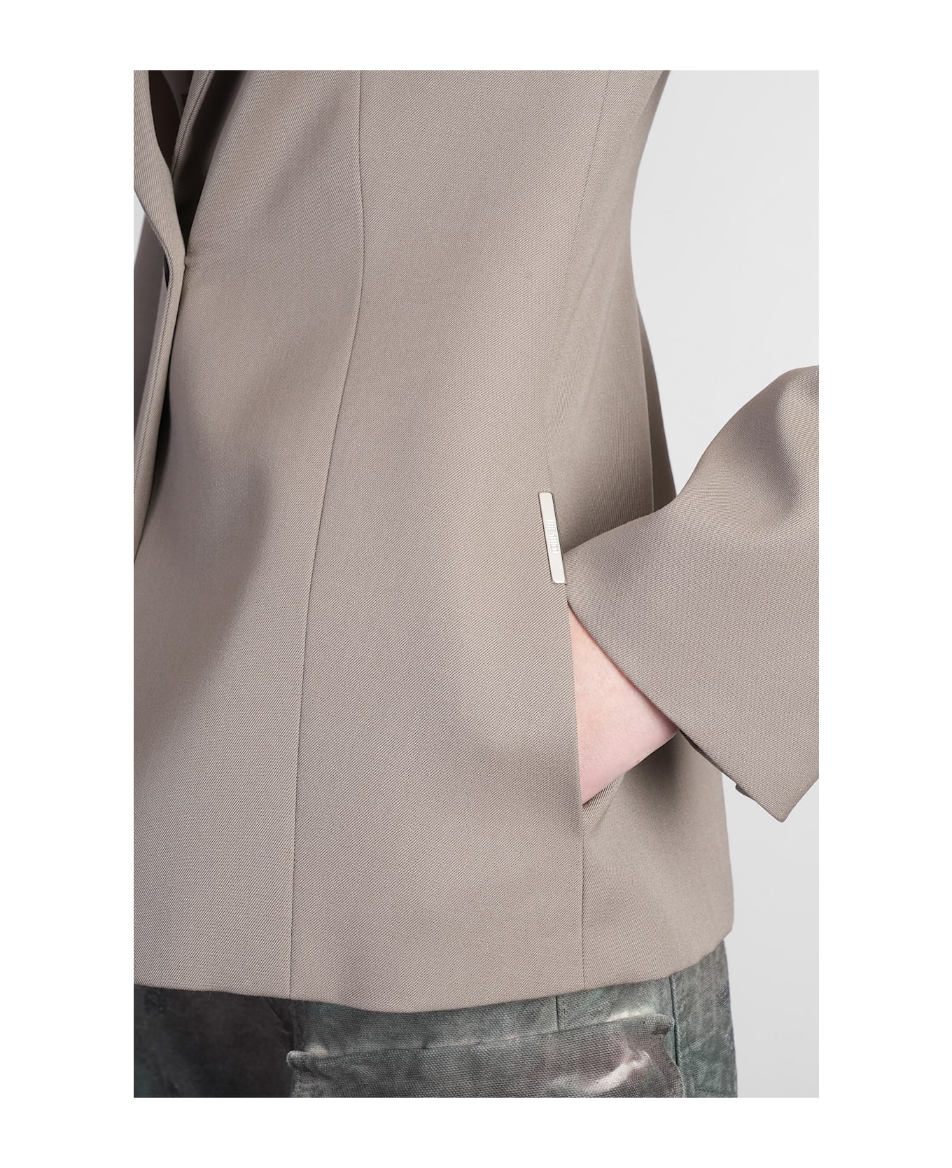 The Attico Blazer In Taupe Wool - taupe