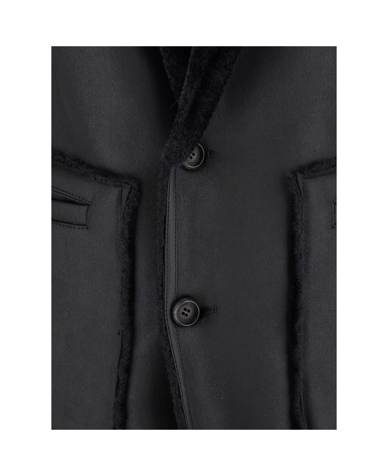 urbancode Black Single-breasted Jacket With Classic Lapels In Faux Fur Woman - Black