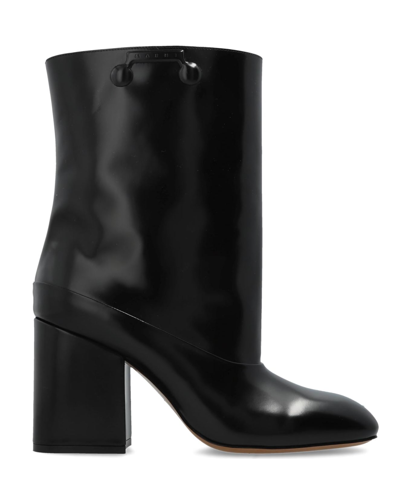 Marni Leather Heeled Ankle Boots - Nero