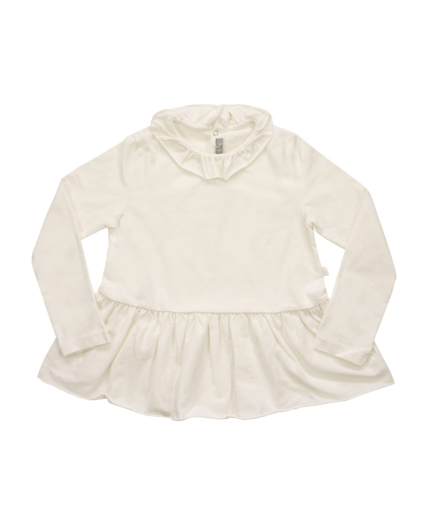 Il Gufo Cotton T-shirt With Flounce - Milk Tシャツ＆ポロシャツ