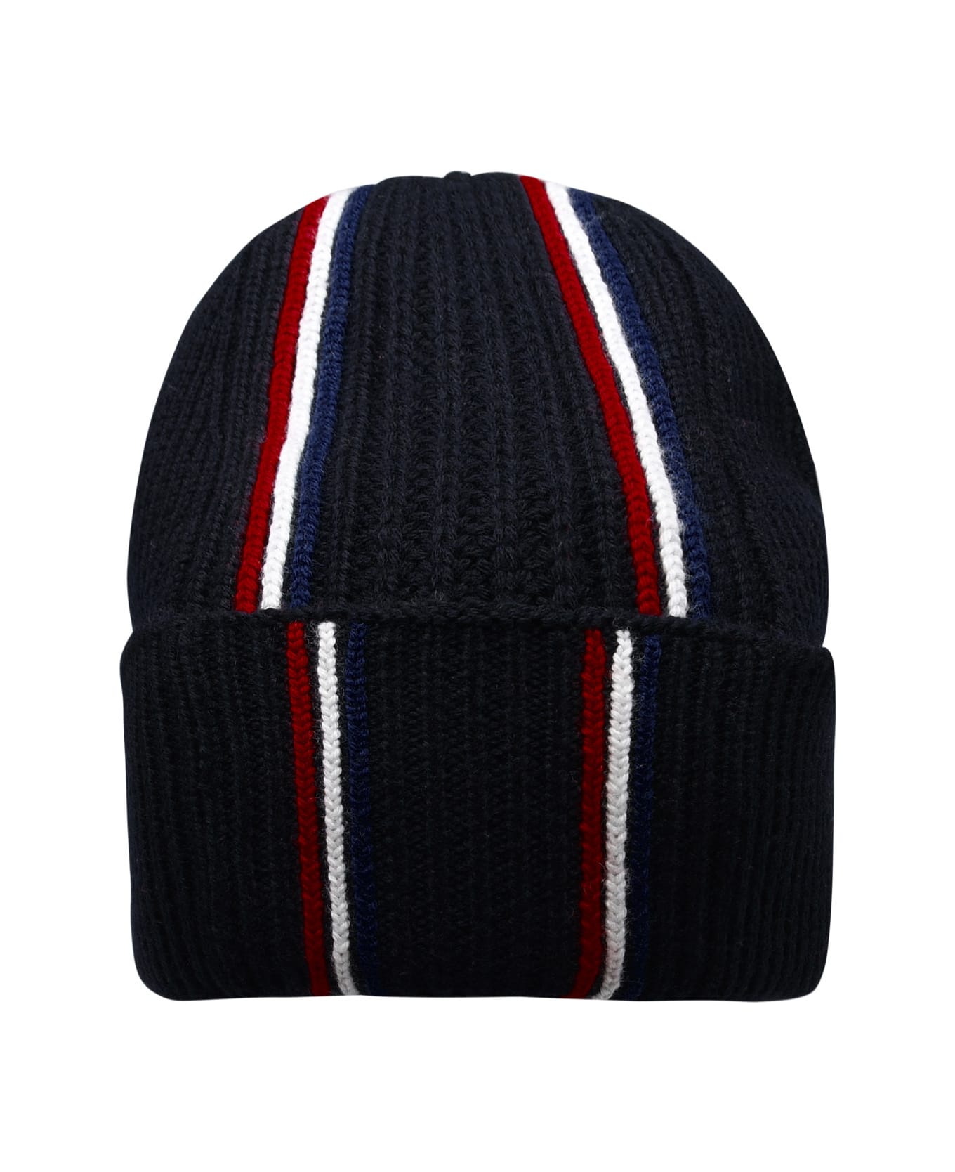 Moncler Navy Virgin Wool Beanie - Blue 帽子