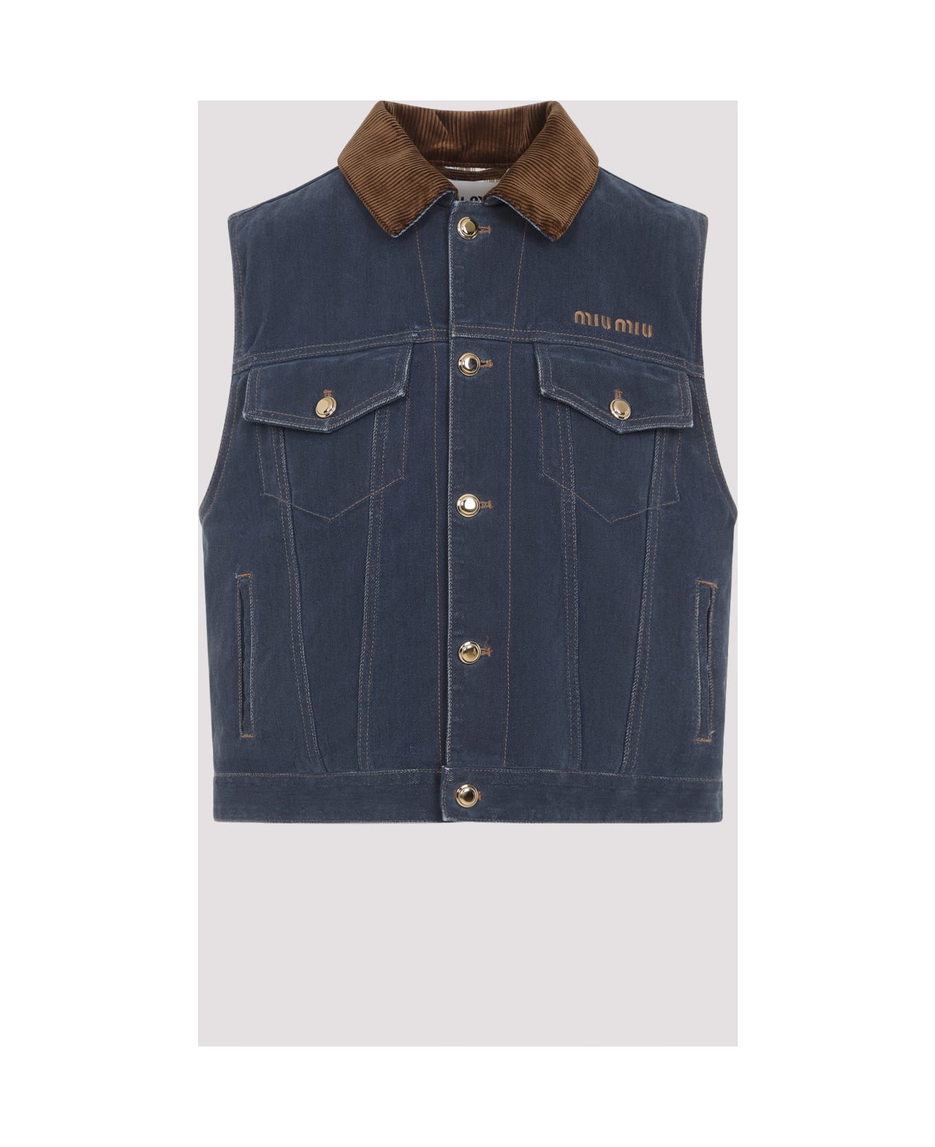 Miu Miu Denim Flock Jacket - Bleu