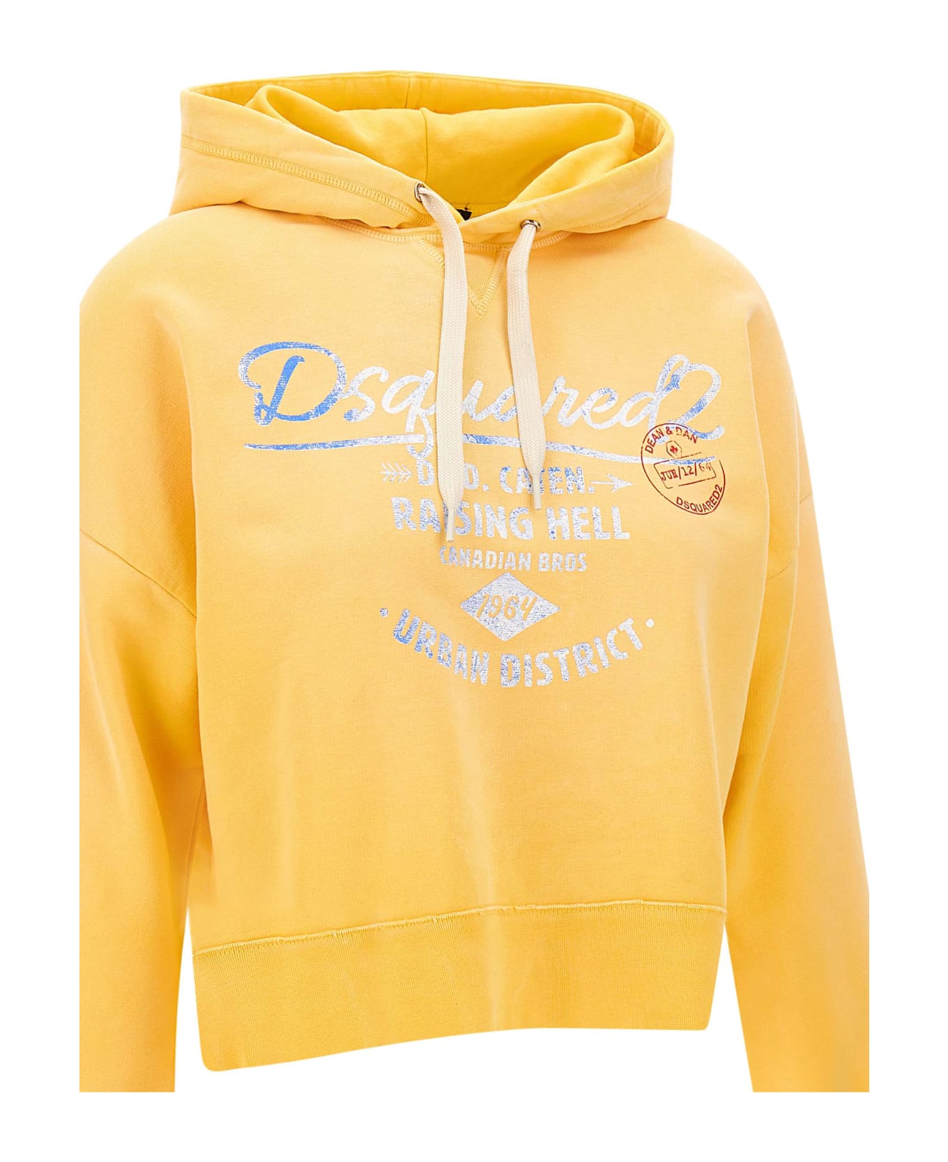 Dsquared2 'relaxed Cropped' Cotton Sweatshirt - YELLOW フリース