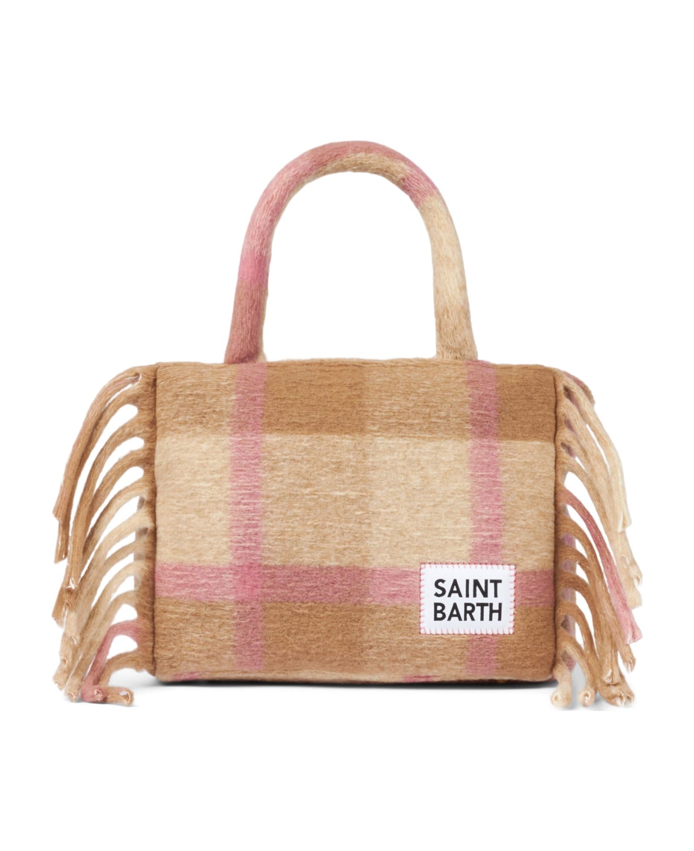 MC2 Saint Barth Colette Blanket Handbag With Tartan Print - WHITE