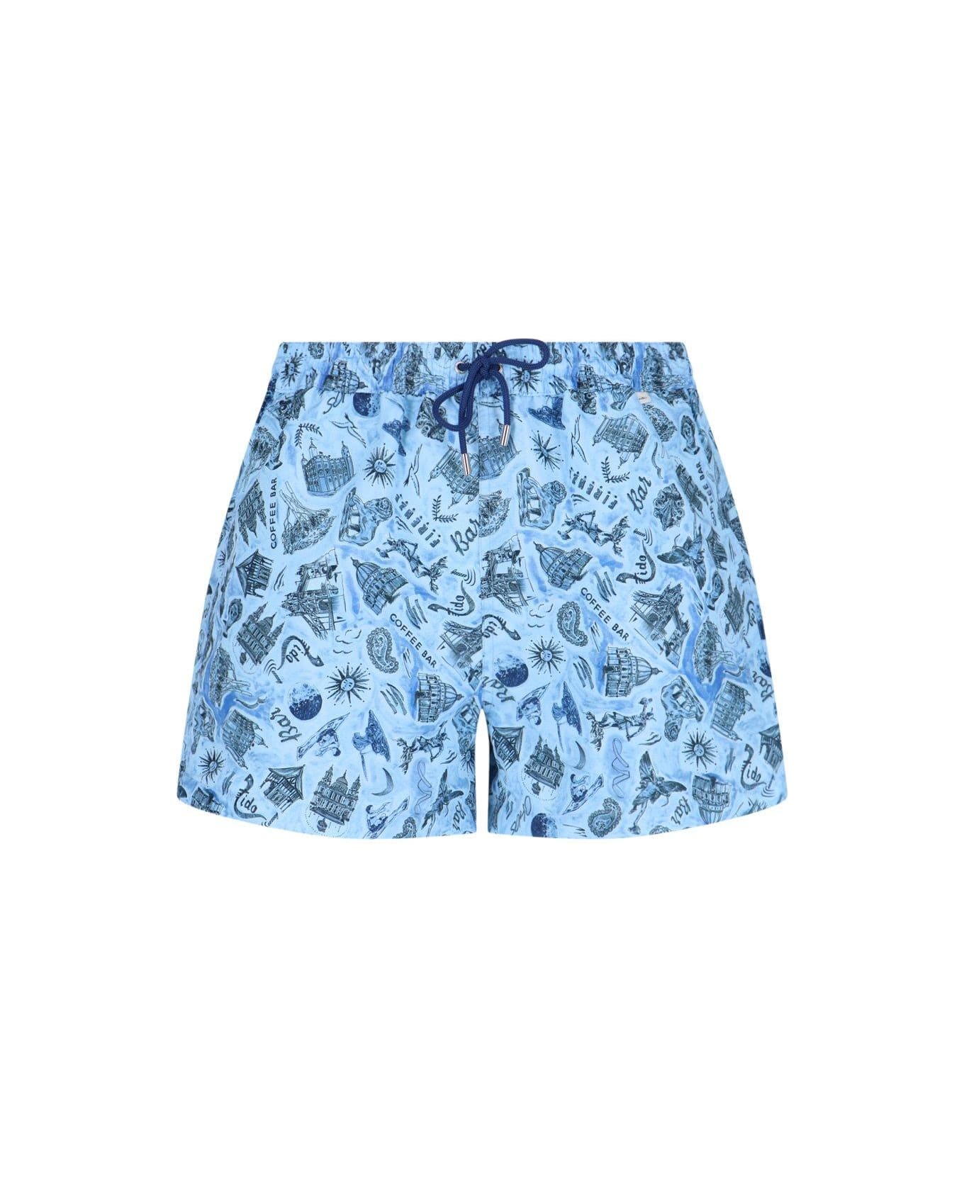 Paul Smith Souvenir Print Swim Shorts - Clear Blue