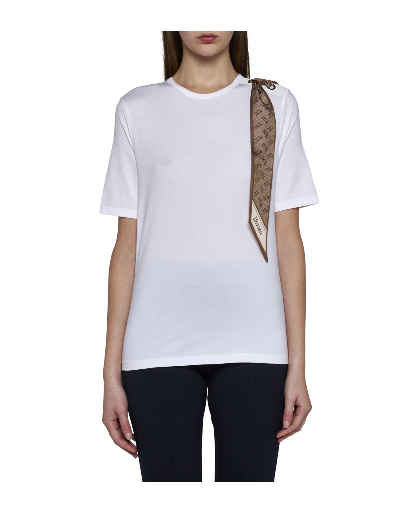 Herno Scarf-detail Cotton T-shirt - White