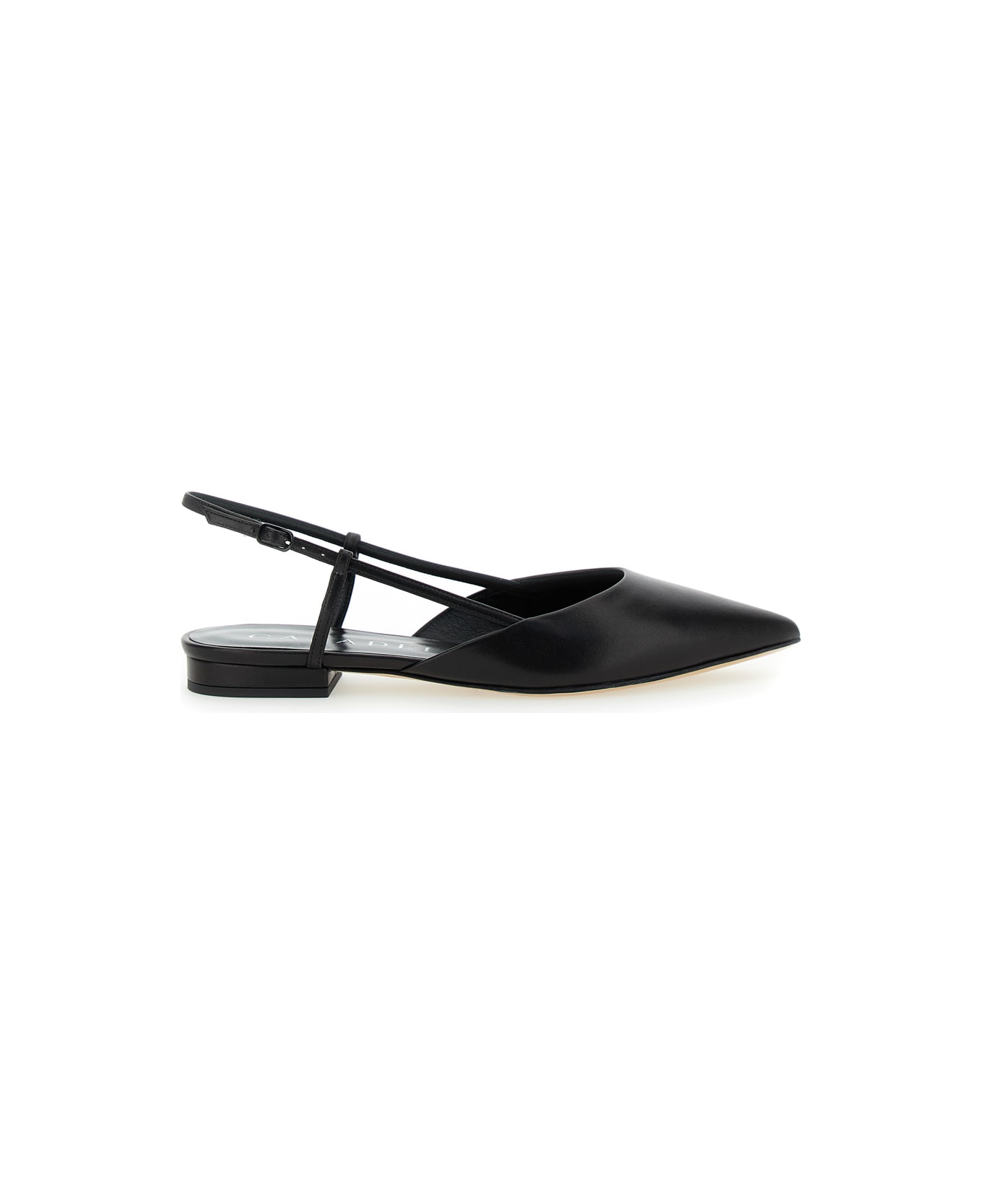 Casadei Black Slingback With Straps In Leather Woman - Black フラットシューズ