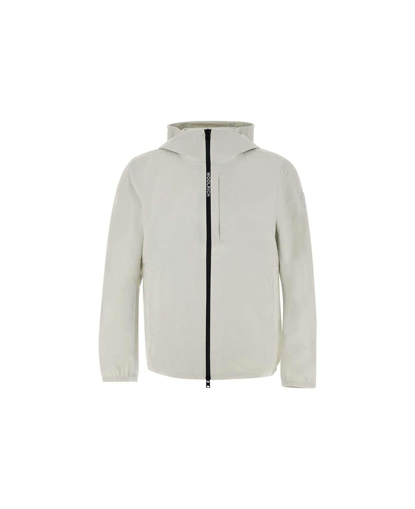 Woolrich Logo-patch Hooded Zipped Jacket - Bianco