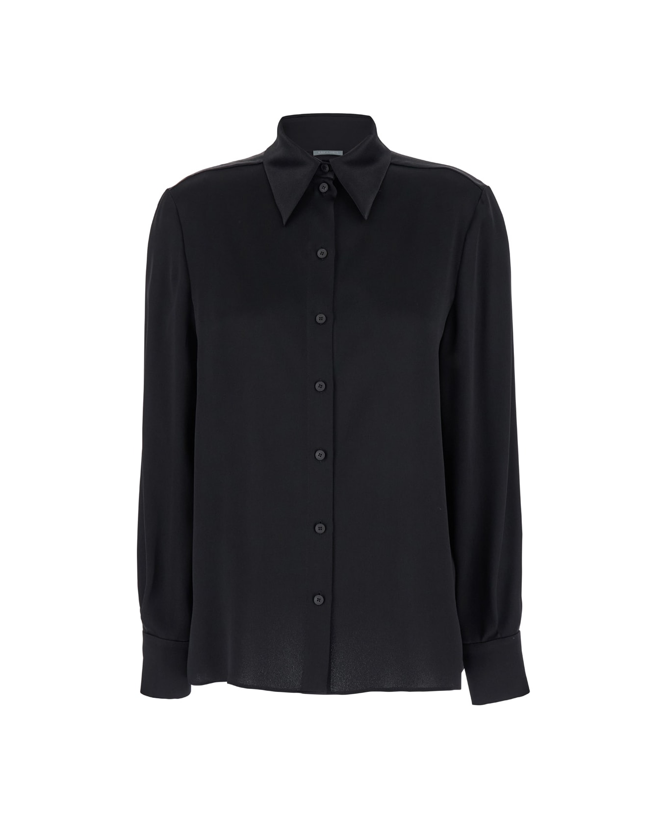 Alberta Ferretti Black Shirt With Pointed Collar In Silk Blend Woman - NERO