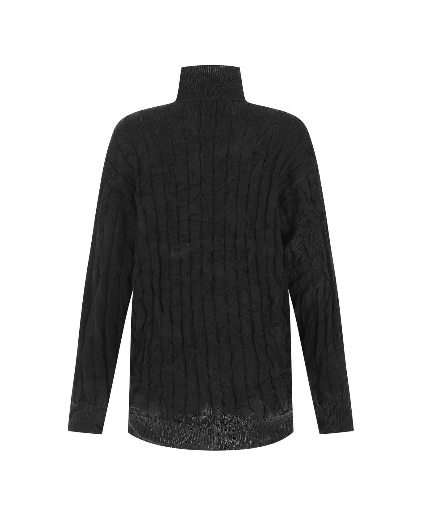 Balenciaga Creased Turtleneck Knit Jumper - BLACK